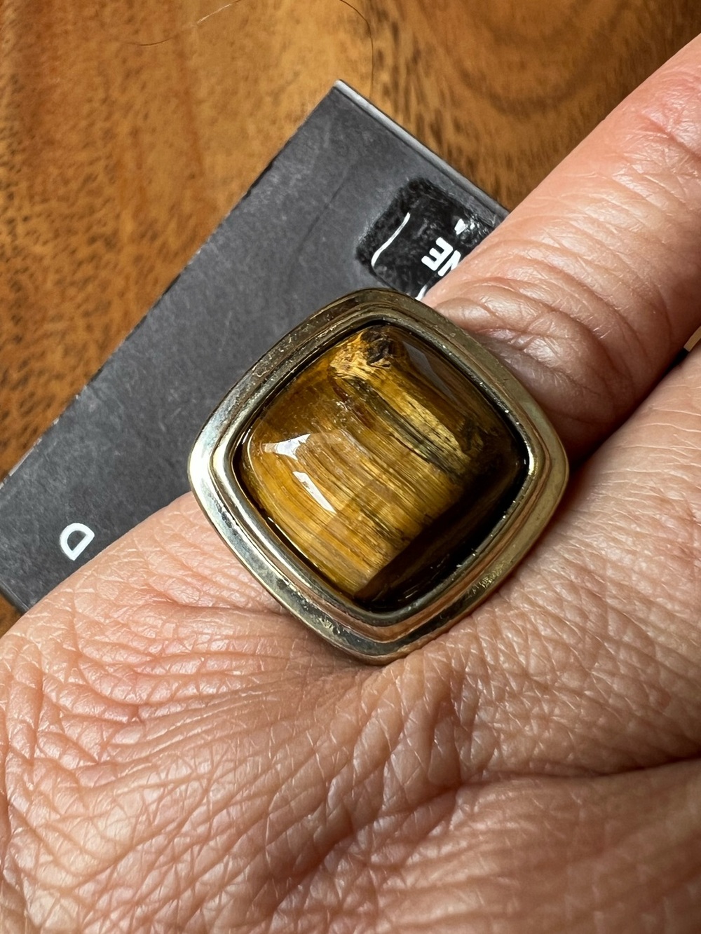 Vintage Y2K The Limited Genuine Tiger Eye Gold Tone Statement Ring Size 7